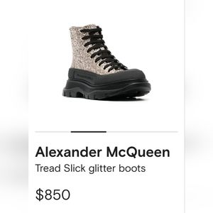 Alexander McQueen Tread Slick glitter boots 39.5 (9.5) Calico/Black/Gold